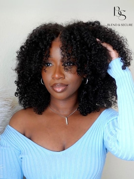 UNice Blend & Secure Half Wig Kinky Curly Glueless Wig for Beginners