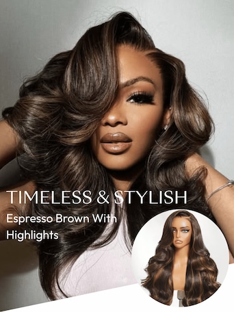 UNice 7x5 Bye-Bye Knots™ & 13x4 Pre-Everything™ Lace Front Espresso Brown With Highlights Loose Wave Wig