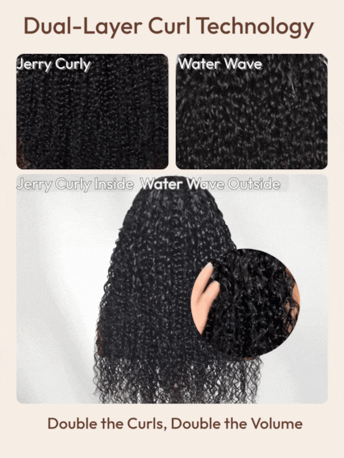 UNice 13x4 Pre-Everything™ Lace Frontal Natural Black Bouncy Water Wave Curly Wig Perfect For Summer Look