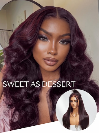 UNice 7x5 Bye-Bye Knots™ & 13x4 Pre-Everything™ Lace Frontal Purple Black Cherry Layered Straight & Loose Wave With Invisi Drawstring Wig