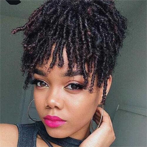 Updo with Finger Coil Locs