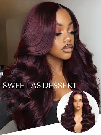 UNice 7x5 Bye-Bye Knots™ & 13x4 Pre-Everything™ Lace Frontal Purple Black Cherry Layered Straight & Loose Wave With Invisi Drawstring Wig