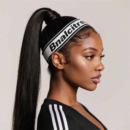 Headband Wig With High Ponytail