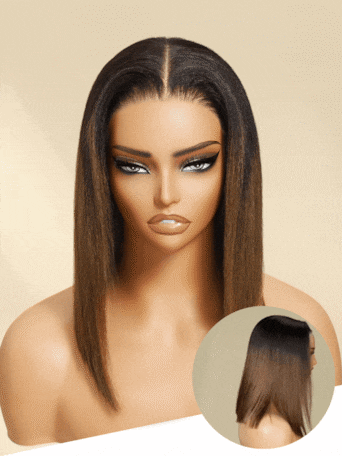 Unice Bye-Bye Knots 7x5 Lace Black to Chestnut Brown Ombre Yaki Bob Wig