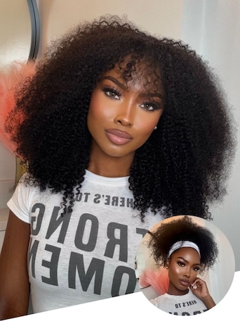[Limited Time] UNice Blend & Secure Flip Over 3/4 Half Wig Kinky Curly Glueless Wig for Beginners