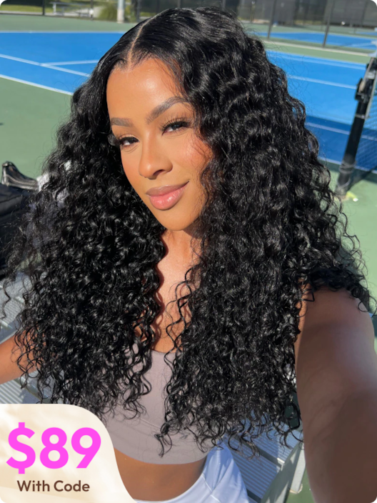 7x5 Bye Bye Knots Glueless Lace Wig Quick Install Water Wave Invisible Knots Lace Wig 150% Density