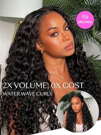 UNice 13x4 Pre-Everything™ Lace Frontal Natural Black Bouncy Water Wave Curly Wig Perfect For Summer Look