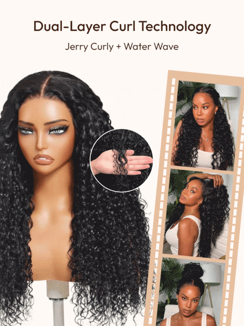 UNice 13x4 Pre-Everything™ Lace Frontal Natural Black Water Wave Curly Wig