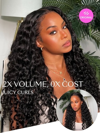 UNice 13x4 Pre-Everything™ Lace Frontal Natural Black Bouncy Water Wave Curly Wig Perfect For Summer Look