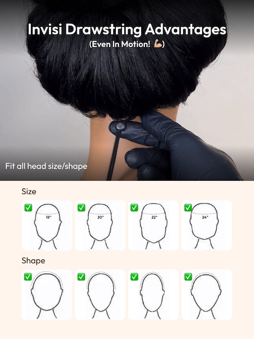 UNice EasiContour™ V Part Minimal Glueless Curly Glueless Wig With Invisi Drawstring 100% Human Hair 150% Density