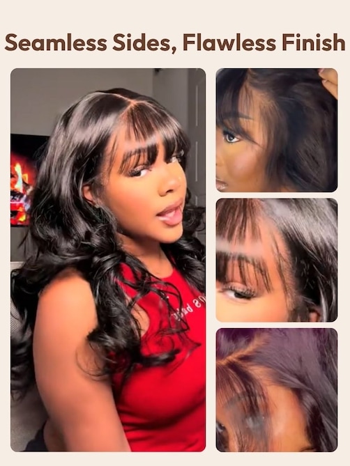 UNice 7x5 Bye-Bye Knots™ & 13x4 Pre-Everything™ Lace Frontal Black Fluffy Natural Loose Wave Curtain Bangs Wig