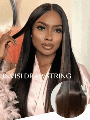 UNice Bye-Bye Knots 7x5 Lace Black to Chestnut Brown Ombre Yaki Straight Wig With Invisi Drawstring & Loose Wave Wig