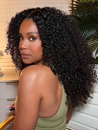 UNice Maxreal Half Wig 2x4 Lace Part Black Kinky Curly Wig