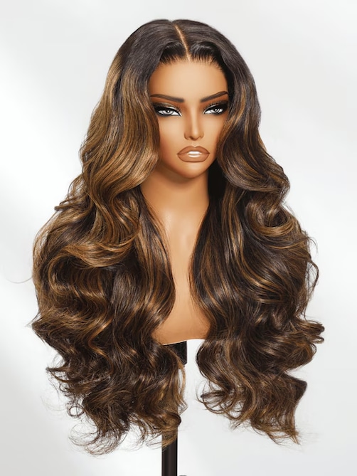 [22"=$119] 13x5 Lace Part Wig Body Wave Wig Shadow Root Blonde Highlight Bouncy 150% Density