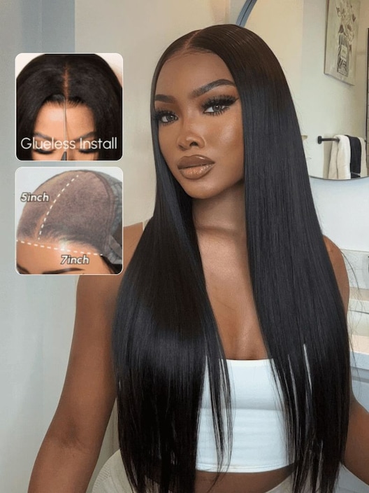 UNice Straight 4x0.75 Middle Part Breathable Lace Wigs Pre Plucked Natural Hairline adjustable Perfectly fit belt Wig