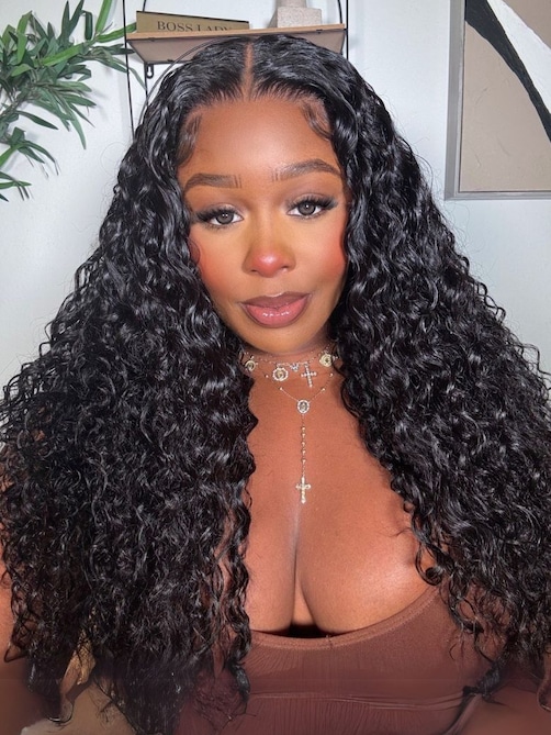 UNice 13x4 Pre-Everything™ Lace Frontal Natural Black Bouncy Water Wave Curly Wig Perfect For Summer Look