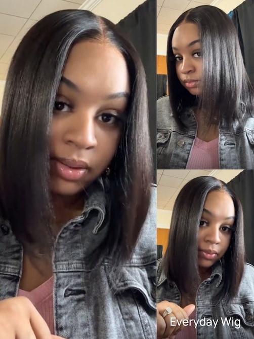 Bye Bye Knots Wig 7x5 Glueless Lace Black Yaki Bob Bleached Knots Wig 150% Density