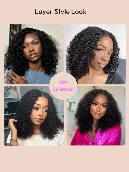 UNice EasiContour™ V Part Minimal Glueless Curly Glueless Wig With Invisi Drawstring 100% Human Hair 150% Density