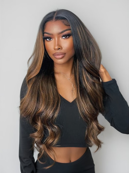 [22"=$119] 13x5 Lace Part Wig Body Wave Wig Shadow Root Blonde Highlight Bouncy 150% Density