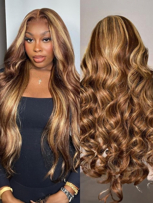 200% Density 6x4.5 Pre Cut Lace Body Wave Lace Wig Glueless Honey Blonde Put On And Go Wig