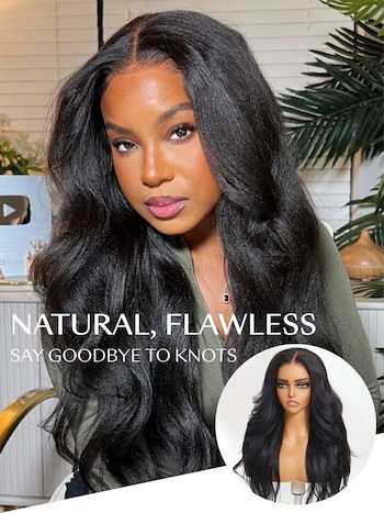 UNice Bye-Bye Knots 7x5 Natural Lace Black Yaki Wig with Soft Layers & Pre-Plucked Hairline