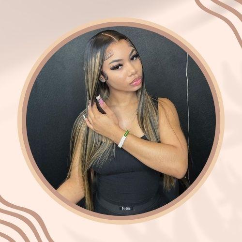 Honey Blonde Streaks in Black Hair