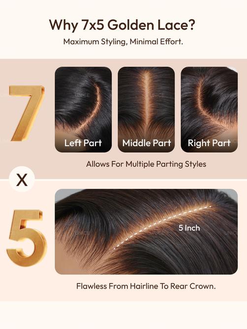 UNice 7x5 Bye Bye Knots & 13x4 Pre-Everything™ Lace Frontal Natural Black Bouncy Water Wave Curly Drawstring Exclusive Design Wig