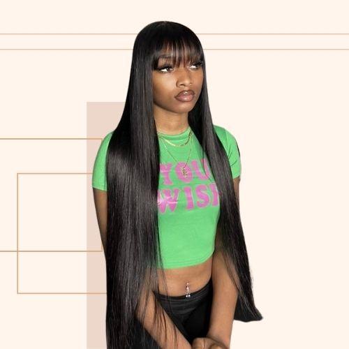 Sleek Straight Hair with Wispy Bangs
