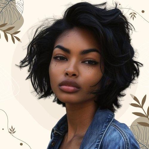 Choppy Wavy Bob with Bangs