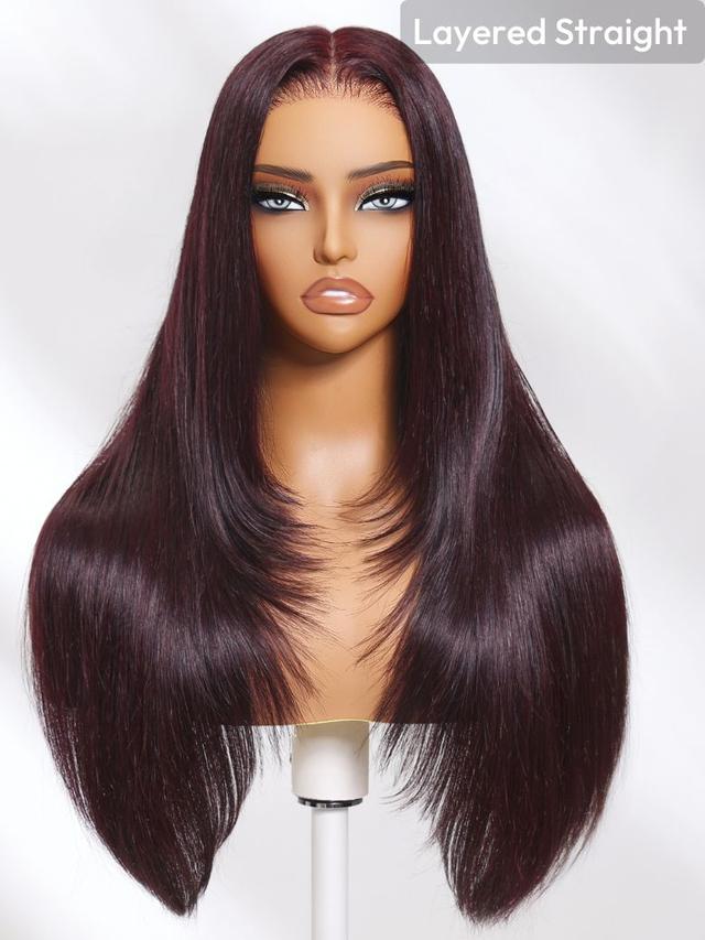 UNice 7x5 Bye-Bye Knots™ & 13x4 Pre-Everything™ Lace Frontal Black Cherry Layered Straight Wig