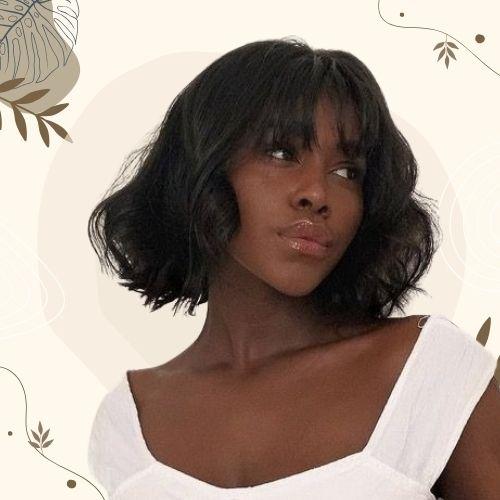 Wavy Bob with Blunt Bangs