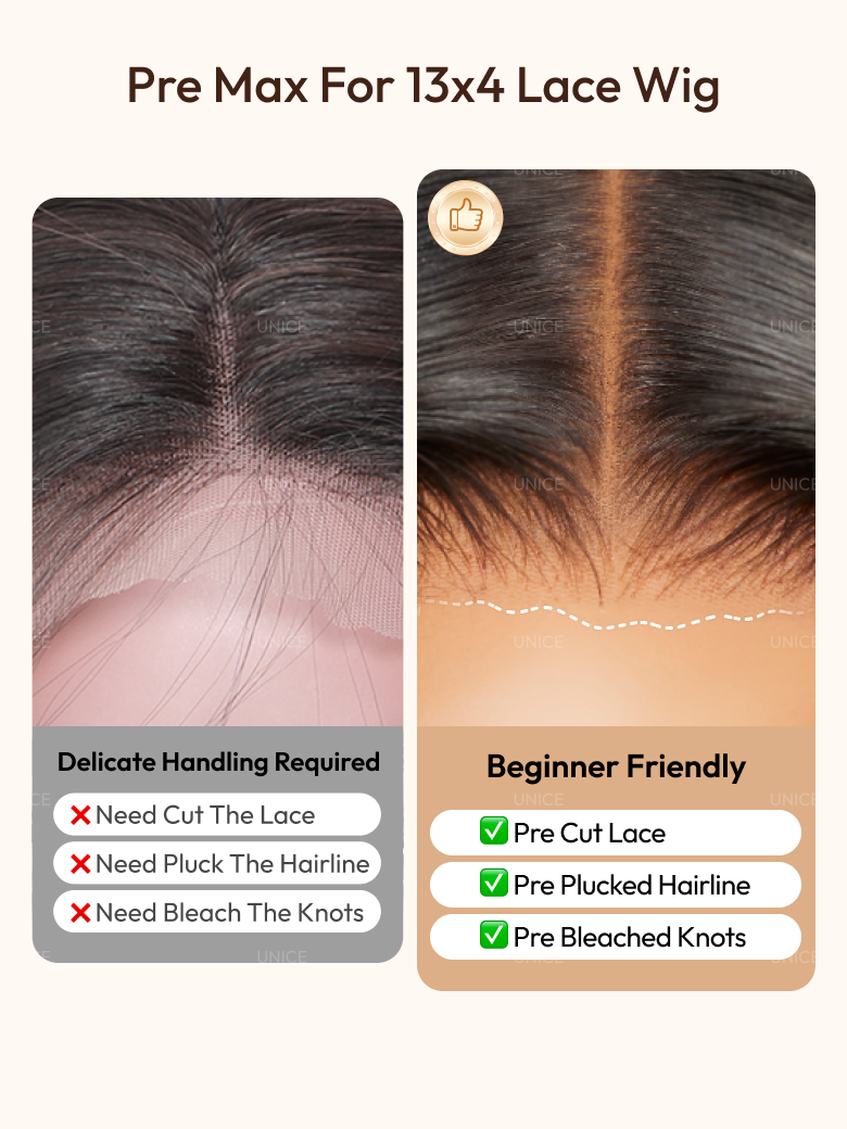 UNice 13x4 Pre-Everything™ Wig With Loose Wave Face-Framing Layers And Side-Swept Bangs With Invisible drawstring