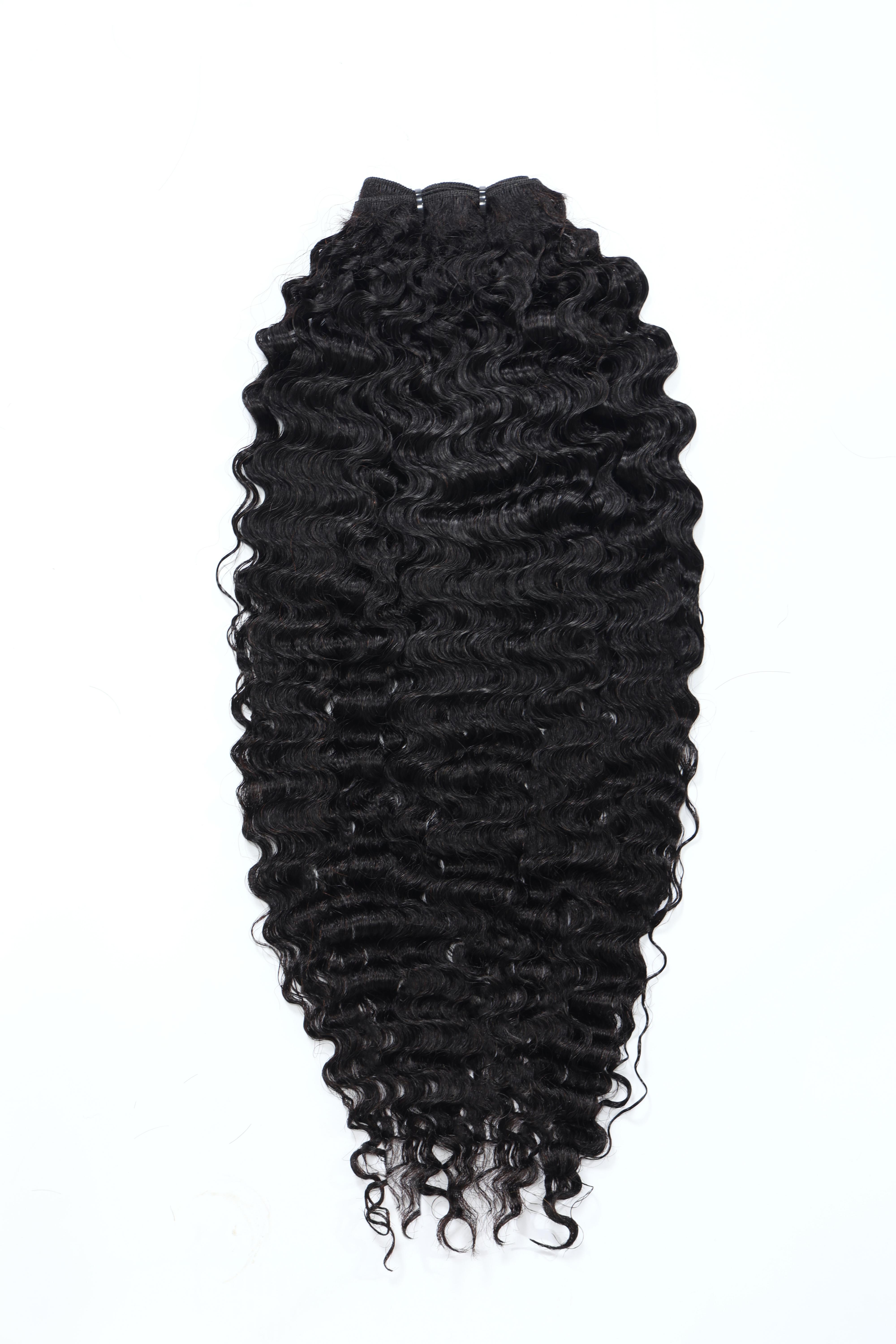 UNice 3 Pcs/Pack Messy Curly Human Hair 3 Bundles Indian Deep Curly Texture
