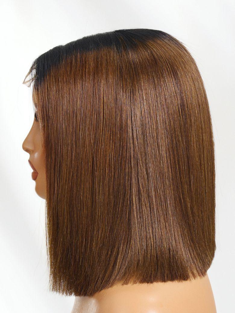 UNice 2x6 Closure 200% Density #4 Brown With Dark Root Bob Wig