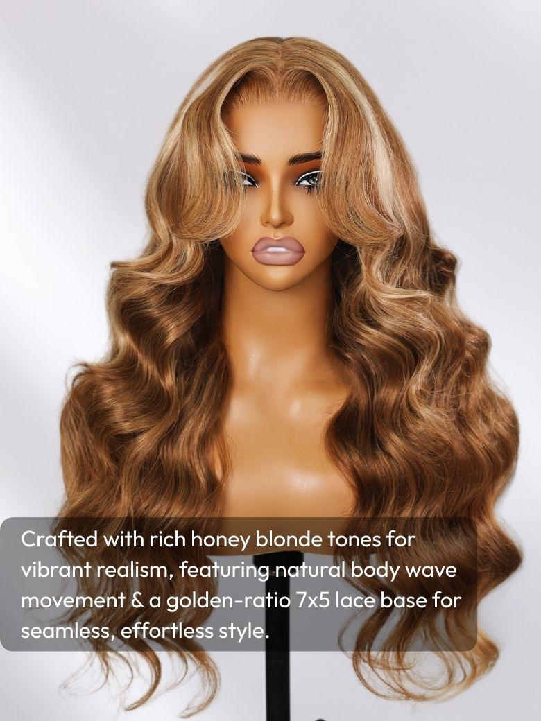 UNice Bye-Bye Knots Wig Pre-Cut 7x5 Glueless Lace & 13x4 Pre Everything Honey Blonde Body Wave Drawstring Wig