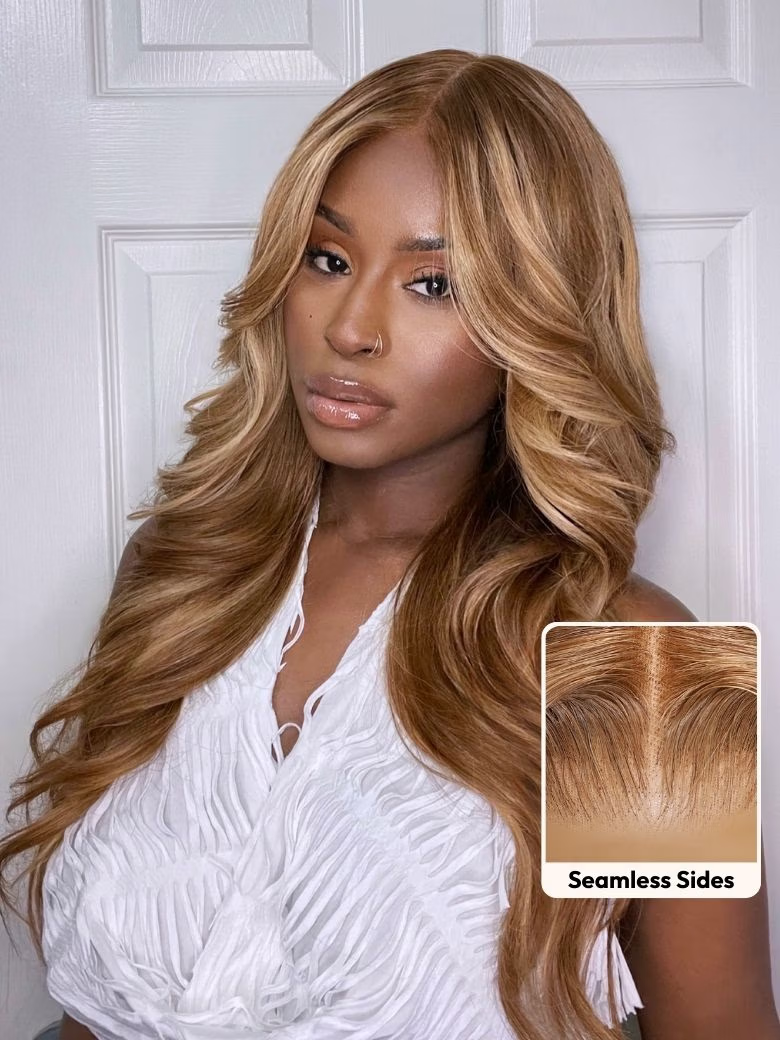 UNice Beginner Friendly 6x4.5 Pre Cut Lace Put On And Go Honey Blonde Highlights Body Wave Air Wig Member Exclusive
