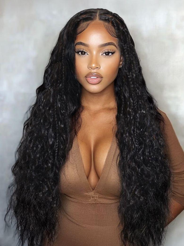 UNice 30 Inch 13x4 Pre Everything™ Pre-Cut Lace Front Pre-Braided Water Wave Style Drawstring Wig With Baby Hair