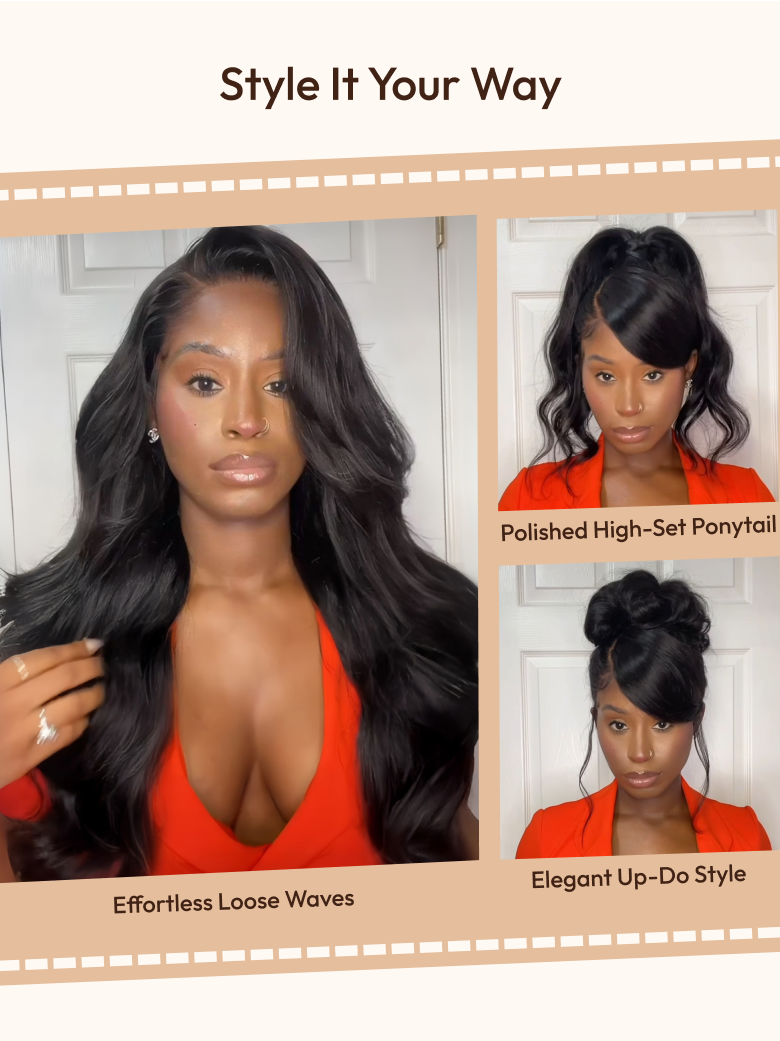 UNice 13x4 Pre-Everything™ Wig With Loose Wave Face-Framing Layers And Side-Swept Bangs With Invisible drawstring