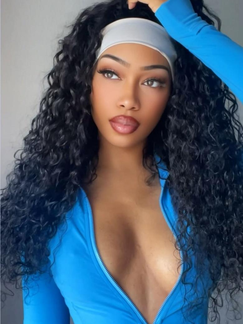 Put On And Go Water Wave Human Hair Headband Glueless Wig