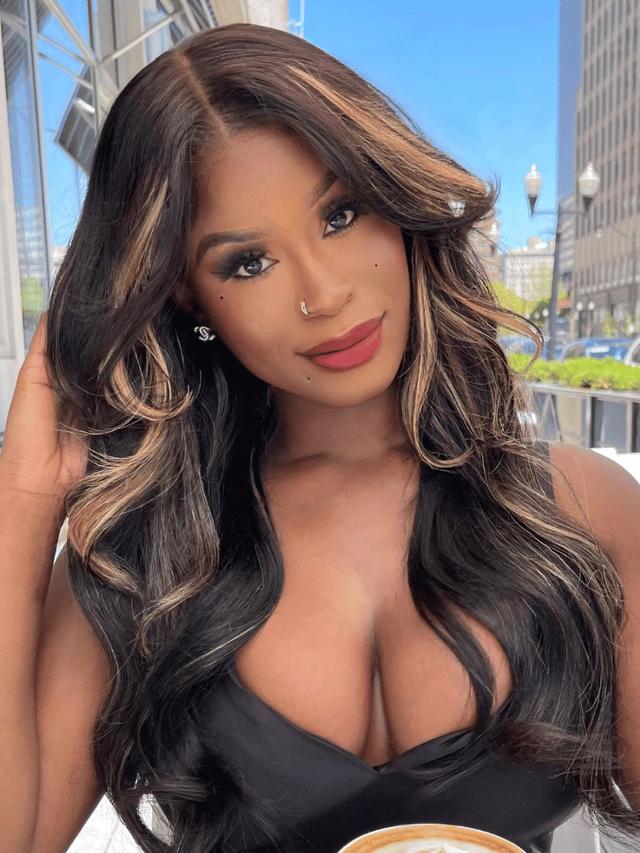 UNice 7x5 Bye-Bye Knots™ Lace Loose Wave Butterscotch Highlights Brown with Free Face Framing Bangs Wig 150% Density