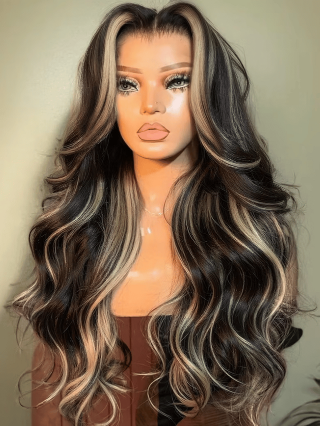 Bye-Bye Knots Wig 7x5 Lace Loose Wave Butterscotch Highlights Brown Wig 150% Density