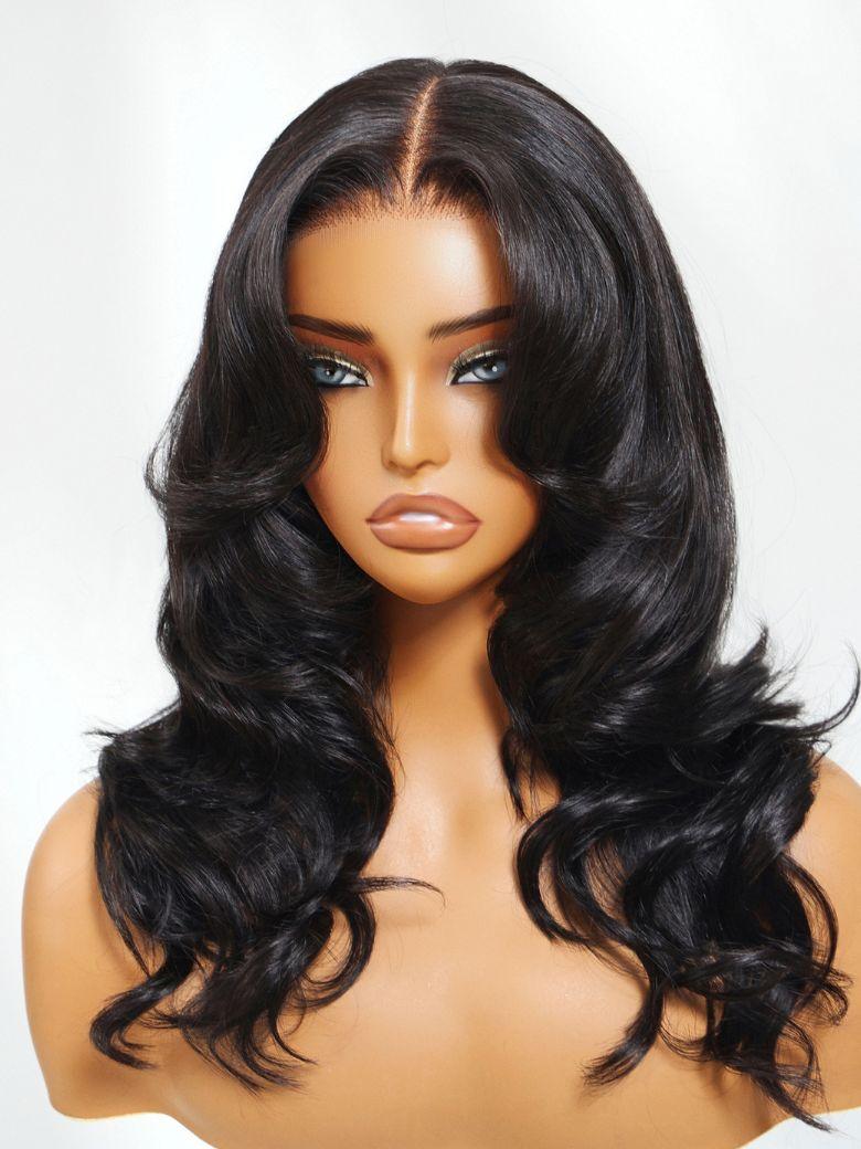 UNice 13x4 Pre-Everything™ Lace Frontal Black Side Part Layered Straight Drawstring Wig With Side-Swept Bangs