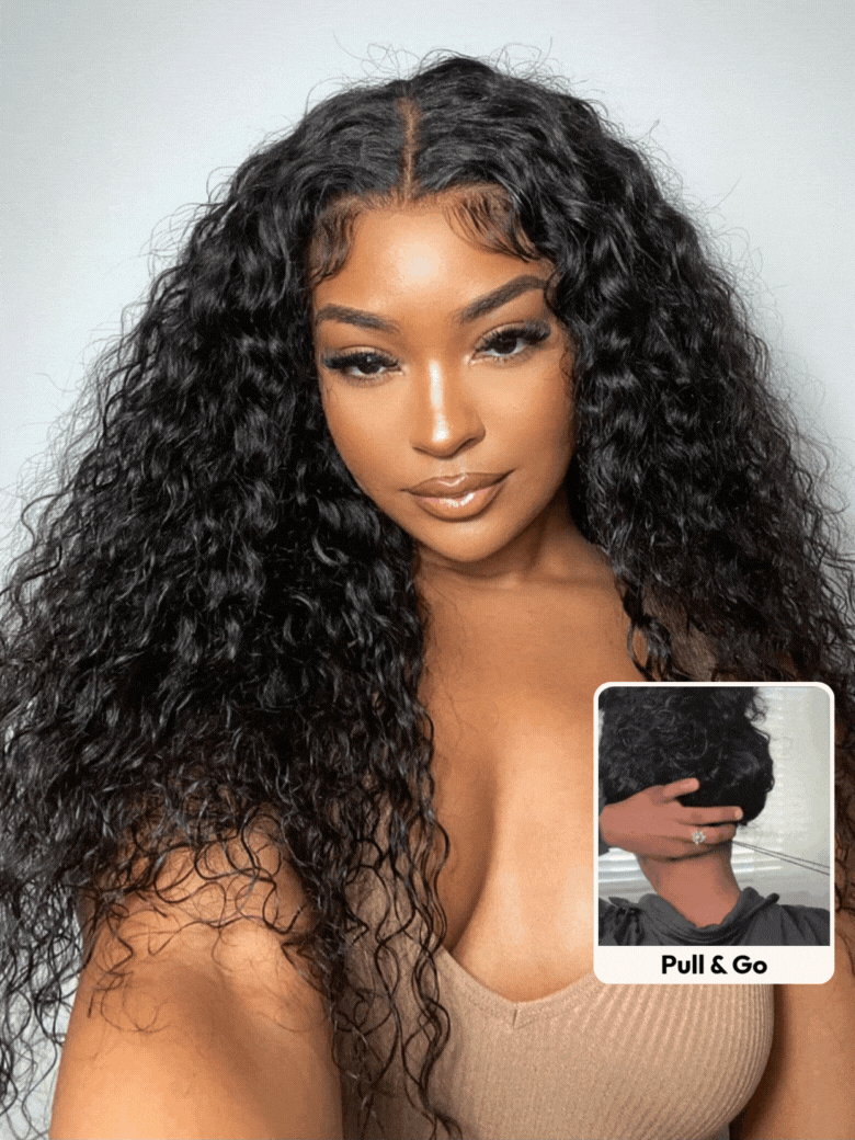 UNice 7x5 Bye-Bye Slip™ & 13x4 HD Lace Put On And Go Glueless Water Wave Wig With Secure Silicone Strips and Drawstring With Baby Hair
