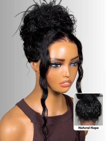 UNice Invisible Strap 360 Lace Black Water Wave Wig