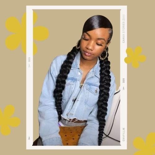 Pigtail Braids with Bangs