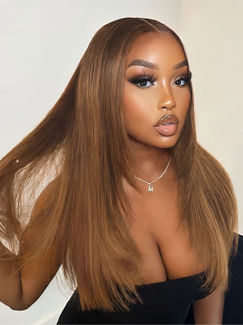 UNice 13x4 Pre Everything& 7x5 Bye-Bye Knots Caramel Blonde& Purple Black Cherry Layered Straight Wig