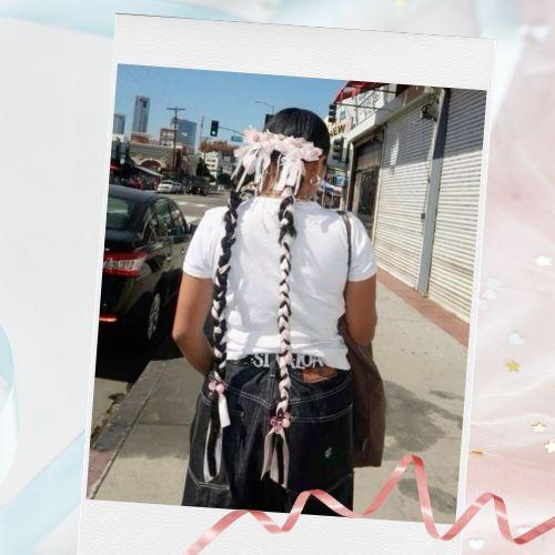 braid hairstyle with ribbon