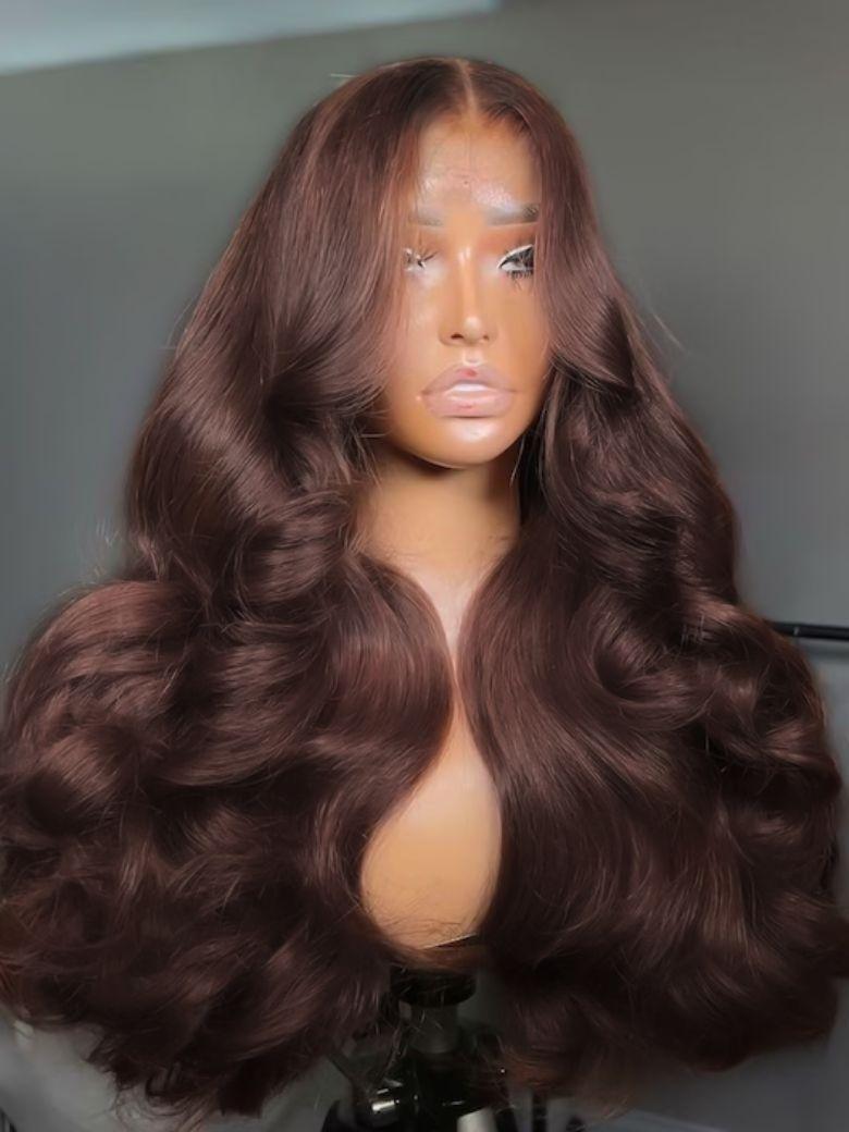 UNice 13x4 Pre-Everything™ Lace Frontal Auburn Brown Loose Wave Wig with Invisi Drawstring & Face Framing Layers