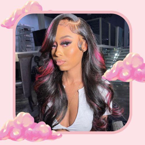 Black Hair With Pink Highlights