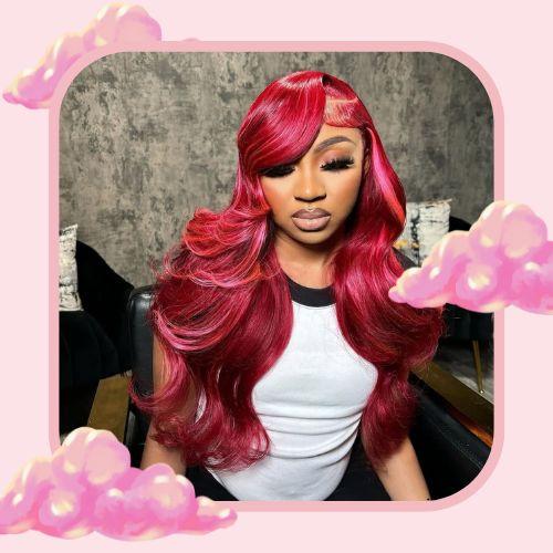 Red Hair With Pink Highlights